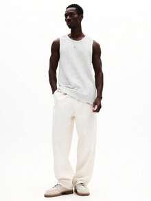 SUMWON Sleeveless Textured Tank Top With Knit Pattern And Round Neckline For Summer Casual Wear - White - View 4