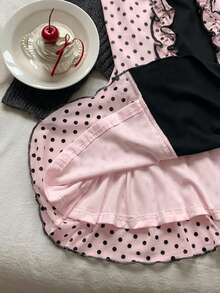 Comfortcana 女士优雅撞色粉色波点印花吊带迷你连衣裙，夏季 - 粉色 - 查看 5