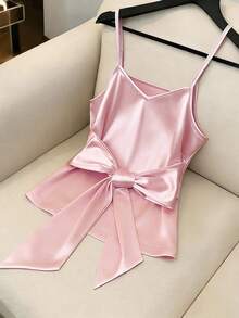 GlowEve 女士时尚吊带背心，腰间系带设计，优雅百搭，适合日常、度假、外出、派对、春夏穿着。 - 粉色 - 查看 1
