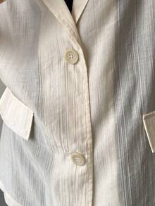 FRIFUL 女士休闲/职业单排扣中袖西装外套，夏季 - 米色 - 查看 3