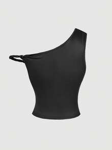 SHEIN MOD Áo kiểu nữ vai lệch, họa tiết hoa cổ điển, thắt eo. - màu đen - Xem 2