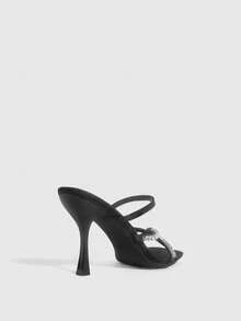 CUCCOO SZL Women's Solid Color Square Toe Elegant High Heel Sandals, Summer Summer Shoes - Black - View 10