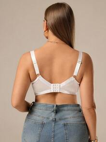 Auralis Große Größen Mesh Patchwork Jacquard Drahtloser BH, Lift - Weiss - Übersicht 2