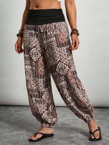 SHEIN LUNE Quần dài in họa tiết cỡ lớn kiểu dáng thường ngày - Nhiều màu - Xem 6