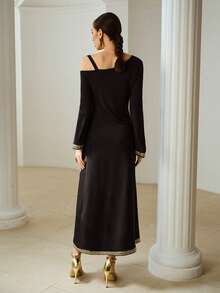 ZEYLAH Women's Sequin Patchwork Strap Design Dress - Black - View 3