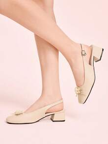 CUCCOO DOLLMOD 甜美仙女包头凉鞋 女式时尚 法式女士通勤花卉温柔外套 高跟鞋 粉色浅口玛丽珍运动鞋 - 淺粉色 - 查看 4