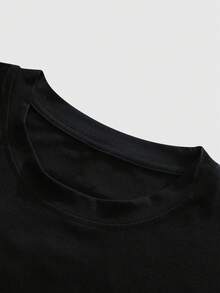 ROMWE MEN 男士字母印花黑色圆领休闲背心，夏季 - 黑色 - 查看 5