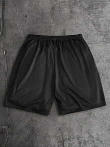 AXEPEAK 男士休闲数字印花圆领短袖T恤短裤套装，夏季 - 黑色 - 查看 9