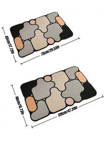 1pc Geometric Pattern Absorbent Doormat, Modern Anti-Slip Water Absorbing Carpet, Home Decor Entrance Mat, Silica Gel Bathroom Absorbent Mat Indoor Rug, Suitable For Home Decoration Flooring - Multicolor - View 3