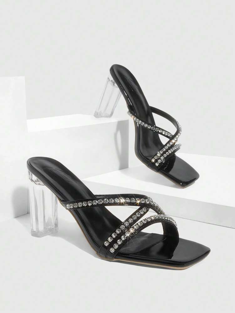 CUCCOO SZL Women's Rhinestone Design Fashionable Elegant Versatile High Heel Sandals Prom Heels