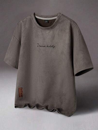 STYNVO 男士休闲字母印花复古短袖T恤，男友礼物，适合外出，秋季