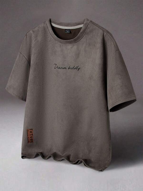 STYNVO 男士休闲字母印花复古短袖T恤，男友礼物，适合外出，秋季