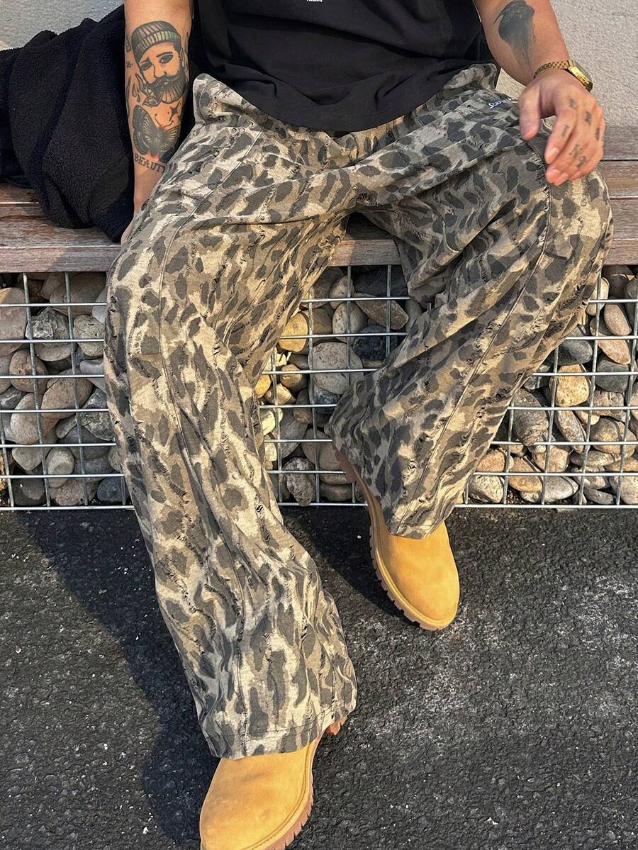 DAZY Spring Camouflage Fabric Elastic Waist Streetwear Men Pants - Multicolor - View 1