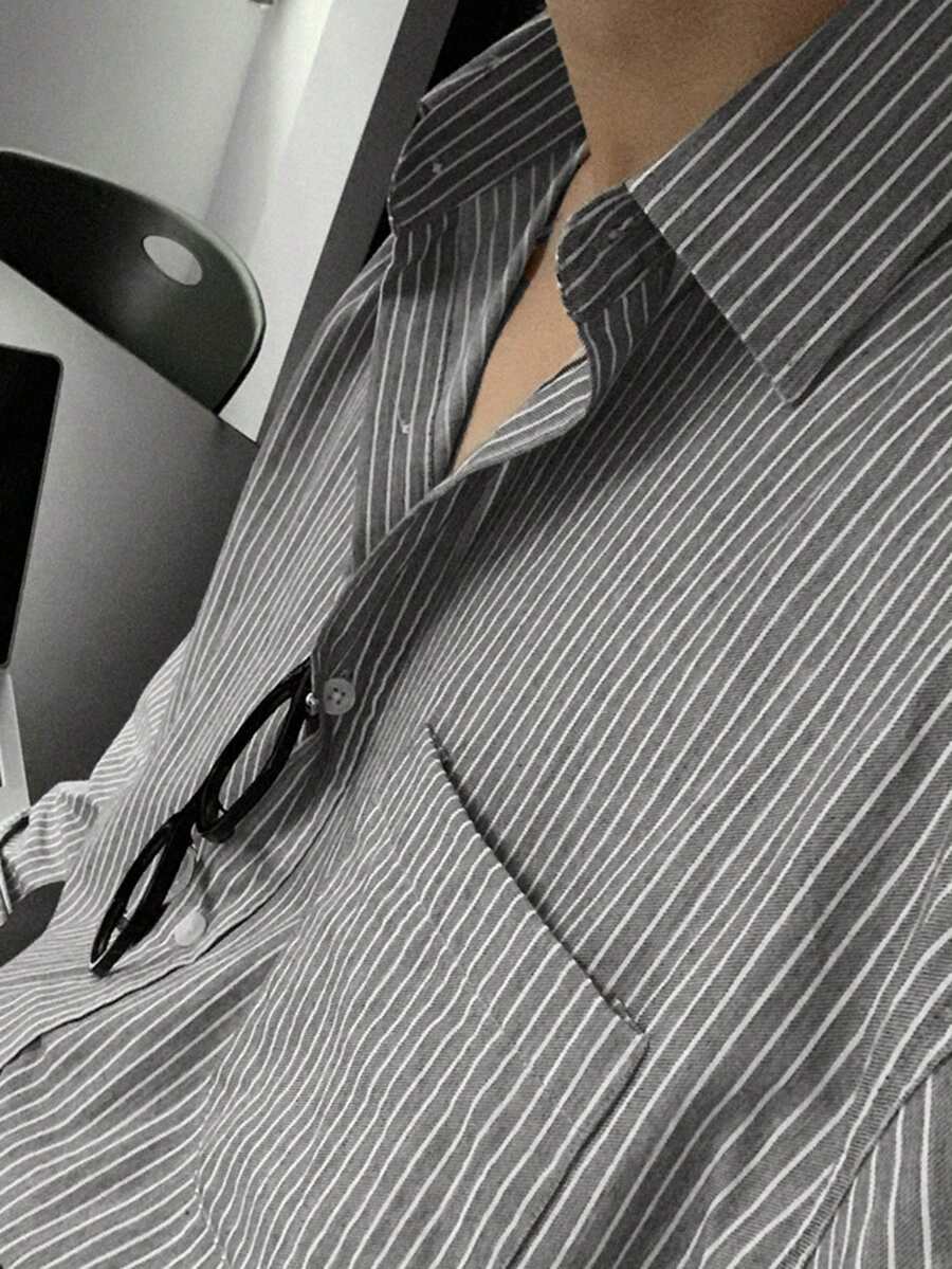 DAZY Camisa casual de manga larga con botones y rayas para hombre, primavera - Multicolor - Ver 1