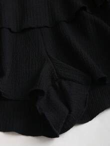 SHEIN Sweetro Váy ngắn vải họa tiết kim loại thời trang tối giản gợi cảm đa năng cho nữ đi làm, xuân/thu - màu đen - Xem 5