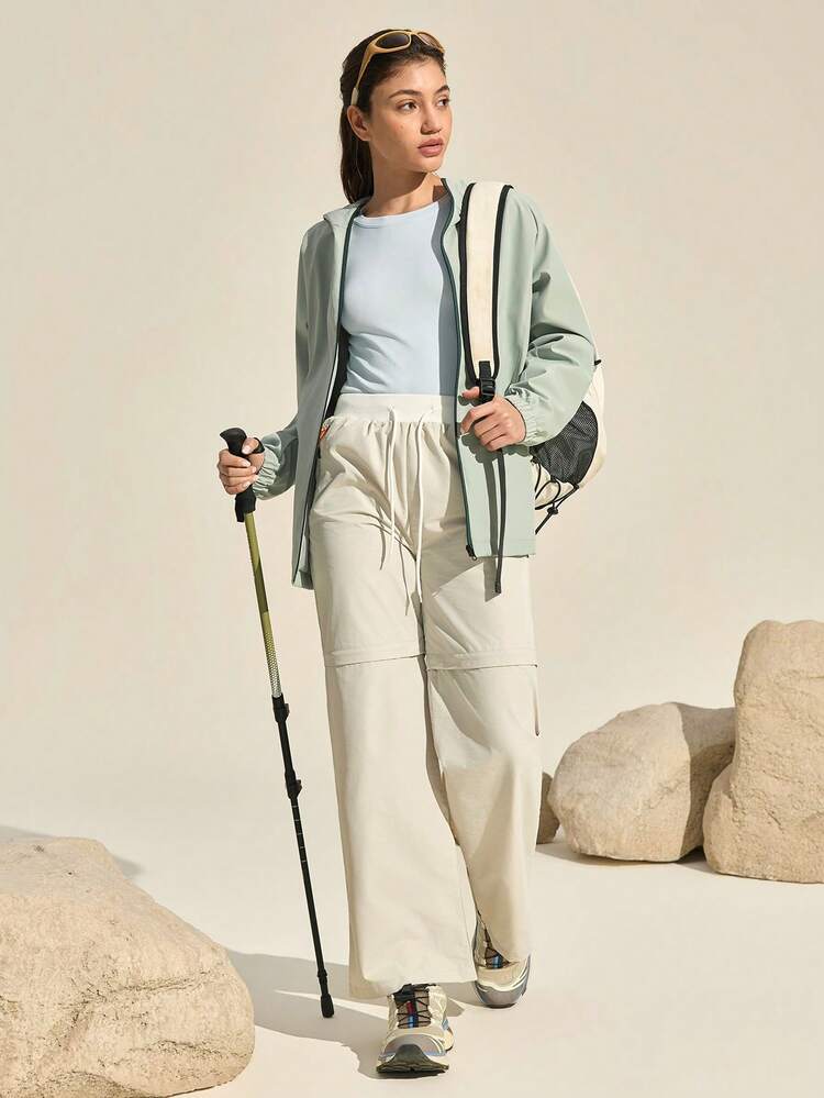 Exploreva 女士纯色运动长袖T恤，无缝圆领长袖T恤，女士健身修身长袖T恤 - 藍色 - 查看 7