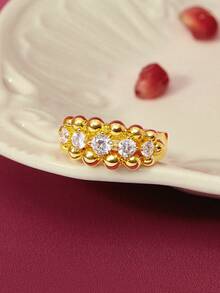 Glisma Women Open Ring,Old Money,Outfits,Classy,Metallic/Texture,Elegant,Fall/Autumn/Winter,Premium,For Mom/Women/Girl/Mother,Vintage,Gold,Gemstoneold Money,Outfits,Classy,Metallic/Texture,Vintage,Elegant,For Mom/Women/Girl/Mother,Gemstone,Heart,Valentine's Day,Gold,Easter,Travel/Beach/Vocation,Boho,Grunge - Gold - View 3