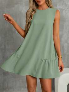 SHEIN Essnce Summer Women Dresses A-Line Round Neck Dress Sundress Mother Day Dress Casual Dress - Mint Green - View 3