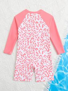 SHEIN 女童鲨鱼图案长袖连体泳衣,可爱又防晒,夏季款 - 彩色 - 查看 6