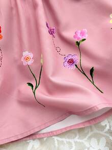 Babygirl Cute Casual Summer Vacation Floral Print Cap Sleeve Dress - White - View 4