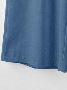 Rusticease Ditsy Floral Top + Solid Color Pants 2 Pieces Set, Casual Vacation Style, Suitable For Summer, Plus Size - Blue - View 5