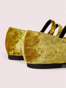 CUCCOO DOLLMOD Zapatos de ballet de ante amarillo con puntera redonda, estilo retro, para mujer, para primavera y otoño. Zapatos de baile de moda suave con suela plana y escote bajo para mujer. Zapatos de lunares Mary Jane para el Día de San Valentín - Amarillo - Ver 9