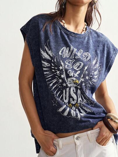 Bohemela Women's Casual Solid Color Knit Loose Fit Crew Neck T-Shirt