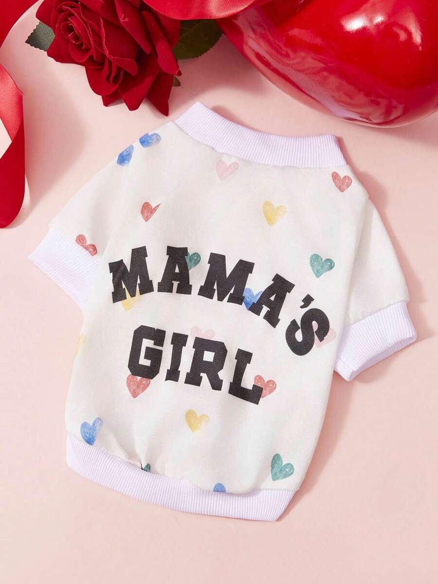 PETSIN 1. Áo nỉ in hình trái tim màu sắc, chữ đen, dày dặn và ấm áp, kiểu dáng thú cưng, thích hợp cho mùa thu và mùa đông, phối màu trắng. - trắng - Xem 1