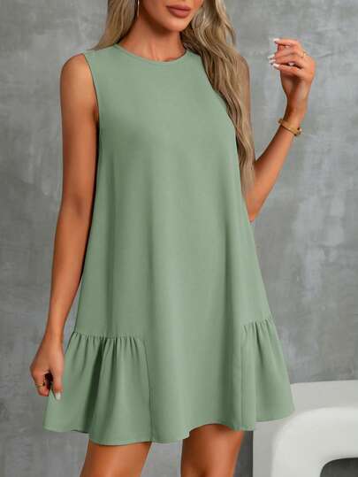 SHEIN Essnce Summer Women Dresses A-Line Round Neck Dress Sundress Mother Day Dress Casual Dress