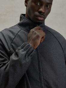 Musero Oversized Long Sleeve Zip Through High Neck Pinstripe Elasticated Waistband Spring Summer Essentials - Multicolor - View 6