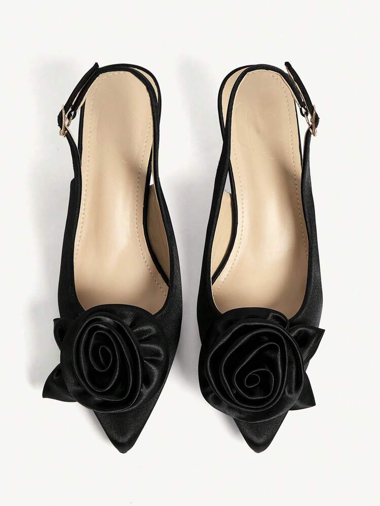 CUCCOO CHICEST Floral Pearl Backless Sandals, Pointed Toe High Heel Shoes For Women Summer Shoes Wedding Shoes Bride Shoes