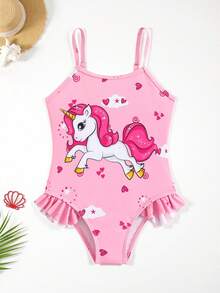 SHEIN Young Girl New Style Fashion Positioning Printed Camisole One-Piece Swimsuit Summer Holiday - Multicolor - View 3