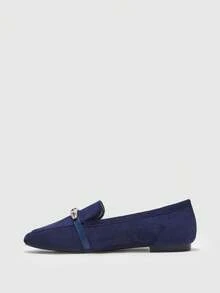 CUCCOO BIZCHIC Sheepskin Leather Vintage Casual Comfortable Slim Buckle Design Loafers For Women Valentine's Day - Blue - View 8