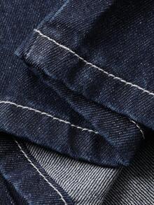 FRIFUL Women's Square Neck Short Sleeve Single-Breasted Top And Wide-Leg Jeans Casual Suit - Blue - View 3