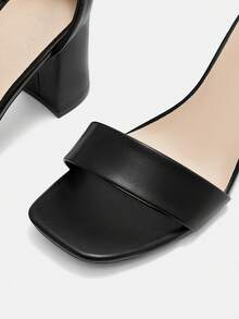 CUCCOO CURVES Women Shoes Wide Fit Square Toe Thick Heel Black Ankle Strap Stylish Sexy Comfortable Commuter Women High Heel Sandals Plus Size Valentine's Day - Quiet Night - View 8