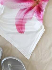 SHEIN 少女修身休闲简约舒适不对称下摆印花吊带衫 - 白色 - 查看 2