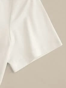 Resyla 2pcs Women Printed Round Neck Short Sleeve Top And Striped Pants Set - White - View 5