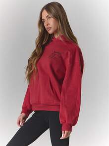 MUSERA Sudadera con capucha de corte holgado y relajado con estampado gráfico "Primavera" para primavera y verano, casual y bonita para vacaciones - Rojo - Ver 5