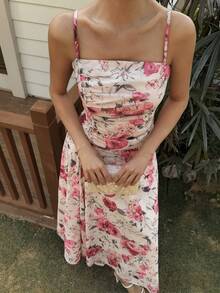 Livesso Conjunto de 2 piezas de blusa con nudo y falda casual estampada para mujer, adecuado para bodas, graduaciones y otros eventos bohemios - Rojo - Ver 6