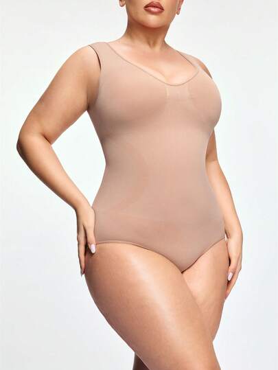 SHAPORA Mono sin costuras con cuello en V para mujer, moldeador y modelador, control de abdomen, vientre plano, mono ajustado tipo ajustado que se puede usar como prenda exterior