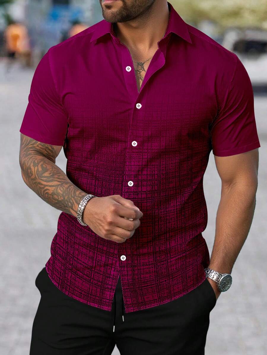 Manfinity Homme Men's Plaid Simple Casual Short Sleeve Shirt - Multicolor - View 1