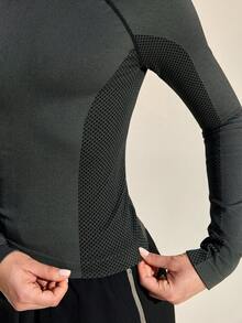 SHEIN In My Nature Dam-T-shirt med raglanärm och rund hals, avslappnad fitness- och utomhusfunktion - Svart - Visa 7