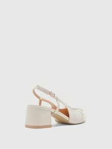 CUCCOO BIZCHIC 女士时尚经典后系带黑色平底鞋，适合圣诞节穿着 - 米杏白 - 查看 9