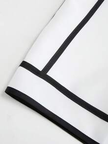 Franclia Women's Elegant Fitted Black Jumpsuit With Belt Contrast And White Shorts 2 Pieces Set - Black and White - View 7