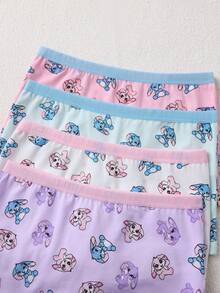 4pcs/Set Girls Cute Rabbit & Heart Print Camisole Top And Briefs Underwear Set, Soft, Suitable For Valentine''s Day, Easter - Multicolor - View 7
