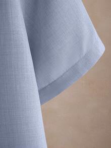 Core Aspect Áo sơ mi nam dáng rộng, màu trơn, cổ chữ V, có túi, kiểu dáng patchwork, không kèm dây chuyền. - Màu xanh lam - Xem 5