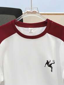 SHEIN 青少年男童宽松街头运动拼接短袖短裤套装 - 彩色 - 查看 6