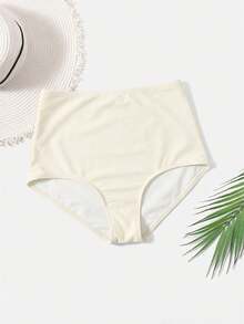 Swim Basics Quần bikini nữ màu trơn kiểu dáng thường ngày - Màu be - Xem 5