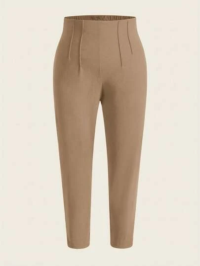 SHEIN LUNE Plus Size Casual Versatile High Waist Solid Color Pants