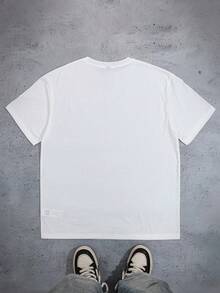 Rick and Morty X SHEIN 男士休闲字母卡通图案圆领短袖T恤，夏季款 - 白色 - 查看 2